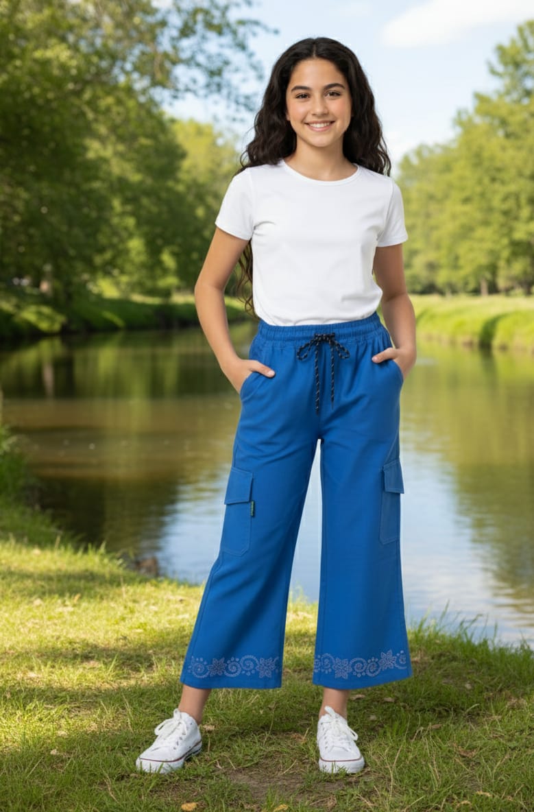 Girls Cargo Wide-Leg Trousers