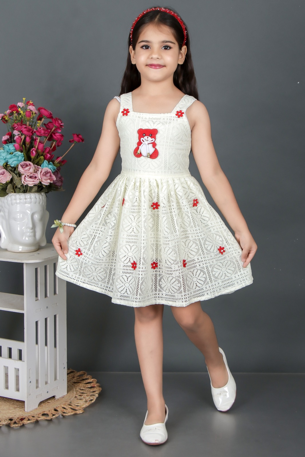 White Lace Floral Dress view 2