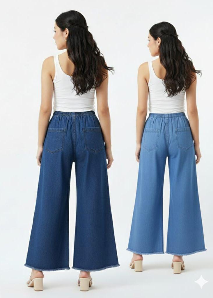 Wide Leg Denim Trousers view 2