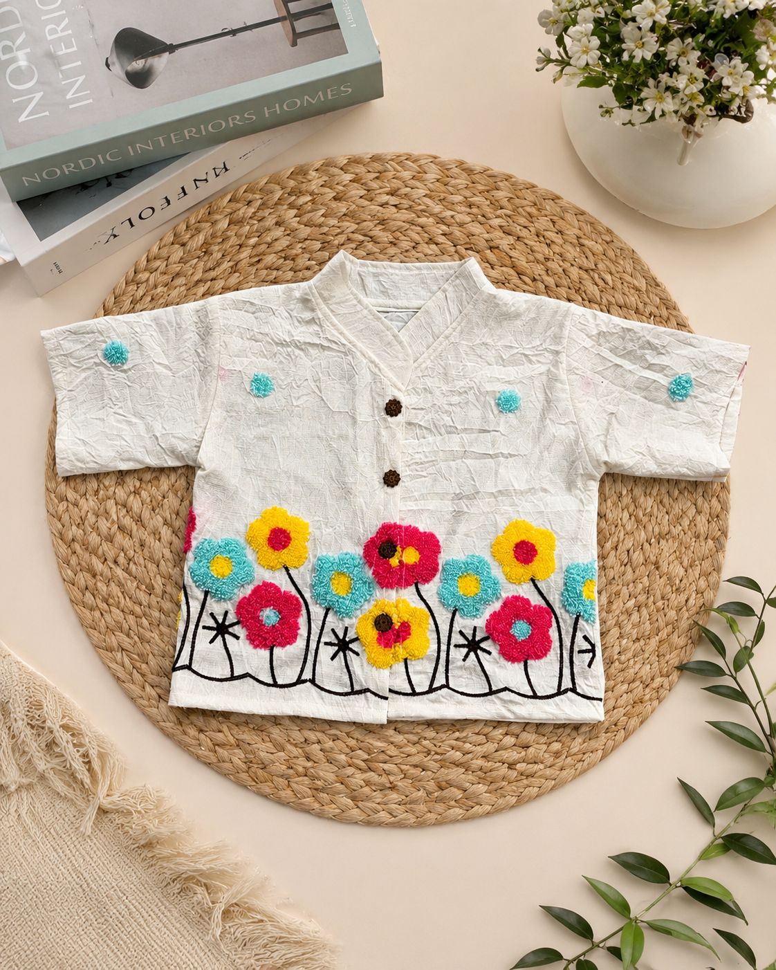 Embroidered Flower Top view 2